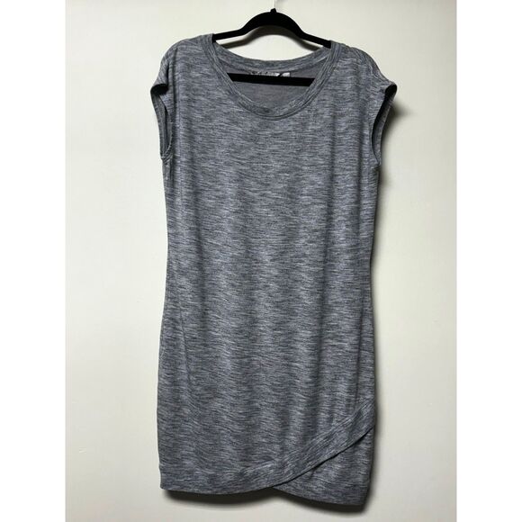 ATHLETA Short Sleeve Criss Cross Dress, Marl Grey, Heather Sz M - Picture 2 of 10